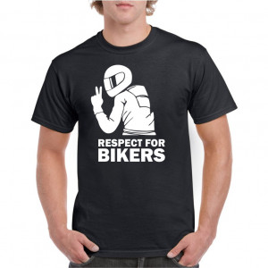 Tricou personalizat barbati negru Respect for Bikers