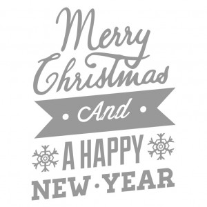 Sticker decorativ Merry Christmas and a Happy New Year Argintiu