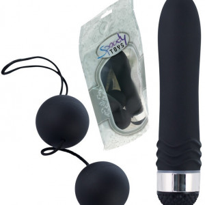 Conjunto Vibrador Bolas Geisha Preto e Gel 20 ml