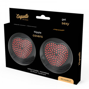 Coquette Chic Desire Nipple Covers Coração Preto / Vermelho