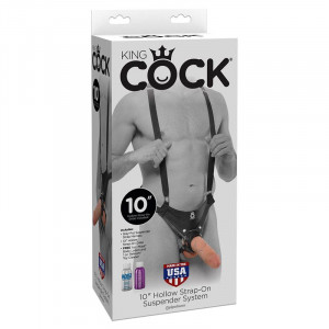 King Cock 25,5 Cm Hollow Strap-On Suspender System Carne