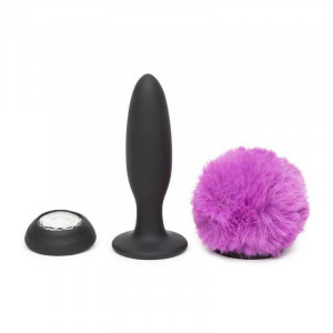 Coelho Feliz Recarregável Vibrante Plug De Butt Grande Preto / Roxo