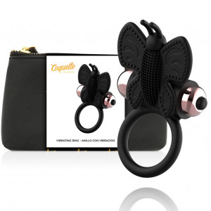Coquette Cockring Borboleta Com Vibrador Preto / Ouro