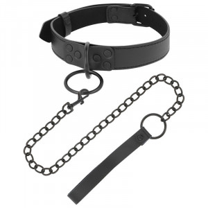 Darkness Thin Black Full Collar With Leash