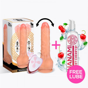 Dildo Centauro Vibrador Rotativo Inclui Lubrificante Nanami Cereja Doce Magnus 2.0