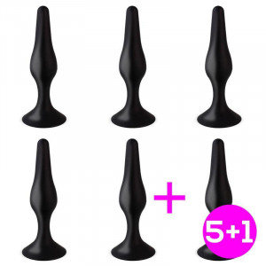 Pack 5+1 Trophy Plug Anal 15 cm Silicona Negro