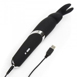 Vibrador De Varinha Preta De Coelho Feliz