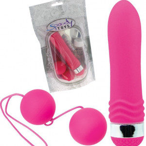 Conjunto Vibrador Bolas Geisha Rosa e Gel 20 ml