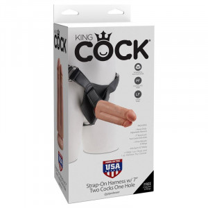 Chicote De Cinta King Cock 7 Polegadas Dildo Duplo Realistas Um Furo