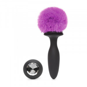 Coelho Feliz Recarregável Vibrante Plug De Butt Grande Preto / Roxo