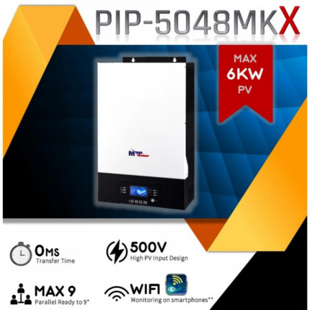 Invertor timp transfer zero, model MPP Solar 5048 MKX - 48v / 5000W / 100A