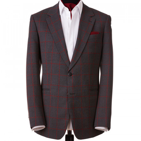 Sacou smart-casual gri cu carouri
