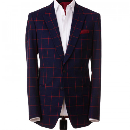Blazer smart-casual bleumarin cu carouri