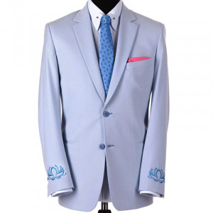 Sacou smart-casual bleu cu broderie custom
