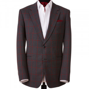 Sacou smart-casual gri cu carouri