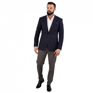 Costum office, sacou carou, pantalon uni