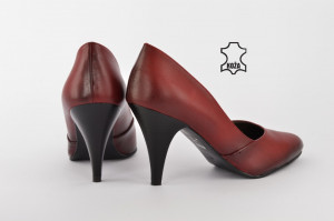 Kožne ženske cipele na štiklu - Salonke 208L crvene