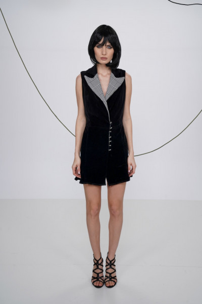 Rochie din catifea cu revere peppit