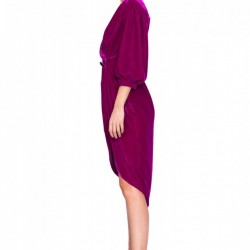 Rochie fucsia din catifea cu lungime asimetrica