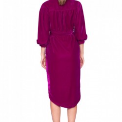 Rochie fucsia din catifea cu lungime asimetrica