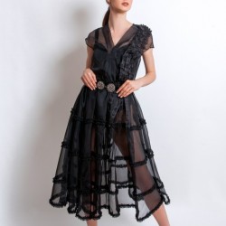 Rochie din matase cu detaliu impletitura