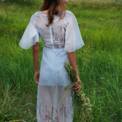 Rochie din voal cu imprimeu floral