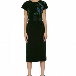 Rochie din catifea cu broderie