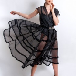 Rochie din matase cu detaliu impletitura