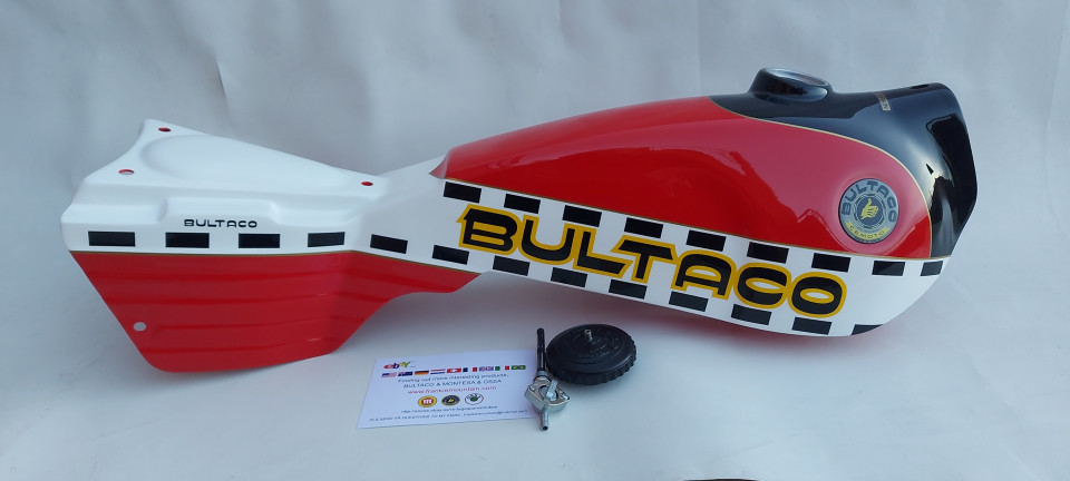 Réservoir Carburant Aluminium Pour Bultaco Sherpa - Modèle Personnalisé, Couleur Argent, Neuf Avec Bouchon