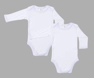 Set 2 body-uri albe din bumbac cu maneca lunga