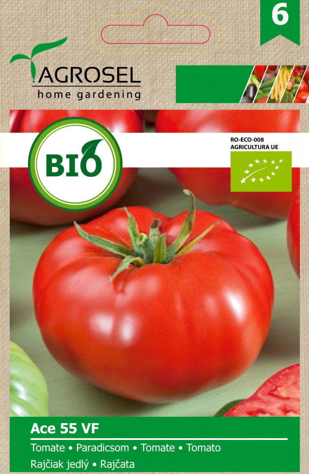 Seminte BIO rosii Ace 55 (150 seminte) de tomate mari ECO certificate biologic, Agrosel