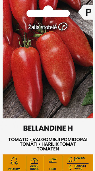 Bellandine F1 (7 seminte) de rosii cu fructe lungi in forma de corn, pulpa carnoasa, delicioasa, crestere nedeterminata, Clause