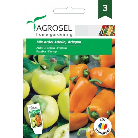 Mix ardei gras galben Ariesan si ardei gras portocaliu Adelin (150 seminte), Agrosel
