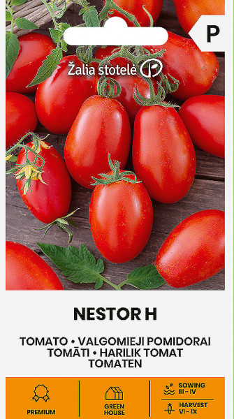 Nestor F1 (10 seminte) de rosii in forma de pruna, uniforme cu coaja lucioasa, gustoase, cantaresc 20–22 g, Seklos