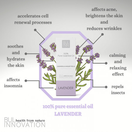 Ulei esential de Lavanda (5 ml) 100% pur si natural, cu efect de diminuare a ridurilor si acneei, Bulinn