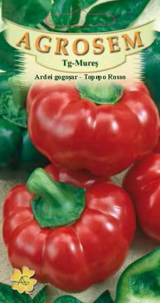 Ardei gogosar Topepo Rosso (600 seminte) soi timpuriu rosu inchis stralucitor, Agrosem