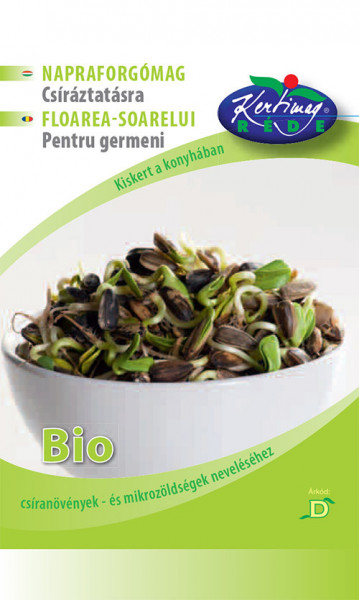 Seminte bio pentru germeni de floarea soarelui (30 g), seminte pentru obtinerea de germeni sau micro-verdeturi de floarea soarelui, Kertimag