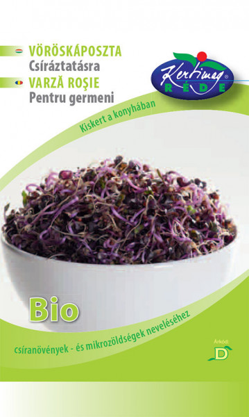 Seminte bio pentru germeni de varza rosie (15 g), seminte pentru obtinerea de germeni sau micro-verdeturi de varza rosie, Kertimag