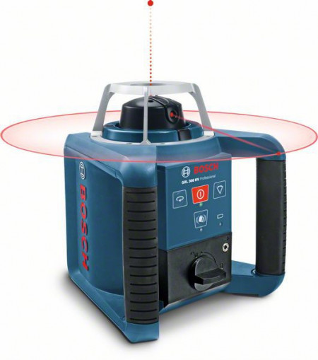 Bosch GRL 300 HV+LR1+RC1+WM4 Set nivela laser rotativa, 60m, receptor 300m, precizie 0.1 mm/m