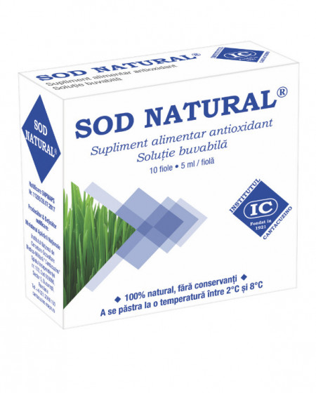 Sod Natural Extract de Orz Verde (20 cutii x 10 fiole x 5ml) supliment alimentar antioxidant unic, ajuta la sistemul imunitar, Institutul Cantacuzino