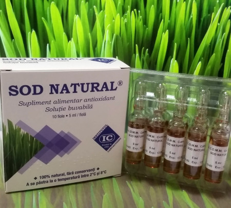 Sod Natural Extract de Orz Verde (20 cutii x 10 fiole x 5ml) supliment alimentar antioxidant unic, ajuta la sistemul imunitar, Institutul Cantacuzino