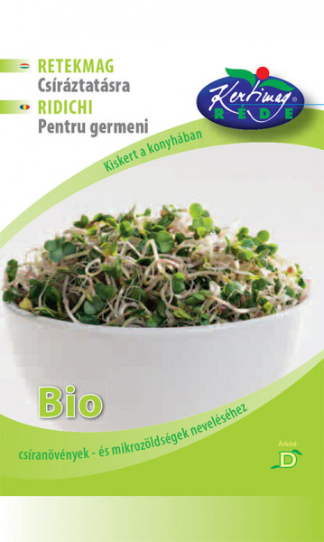 Seminte bio pentru germeni de ridichi (30 g), seminte pentru obtinerea de germeni sau micro-verdeturi de ridichi, Kertimag
