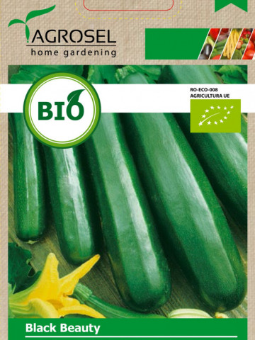 Dovlecel BIO Black Beauty (15 seminte), seminte de dovlecel zucchini ECO certificat ecologic, soi productiv, fara vrej, Agrosel