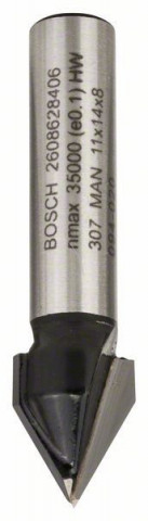 Freza pentru canal in V, 8mm, D1 11mm, L 14mm, G 45mm, 60° 8mm, D1 11mm, L