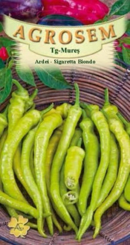 Ardei Sigaretta Biondo (70 seminte) ardei bulgaresti galben deschis, foarte buni pentru murat, Agrosem