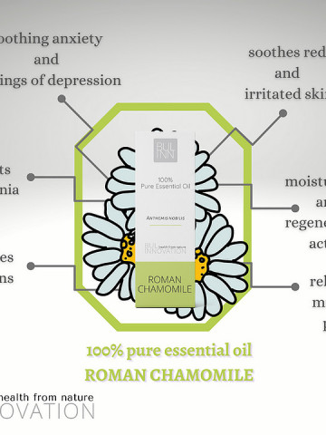 Ulei esential de Musetel Roman (5 ml) 100% pur si natural, cu efect calmant si regenerant, Bulinn