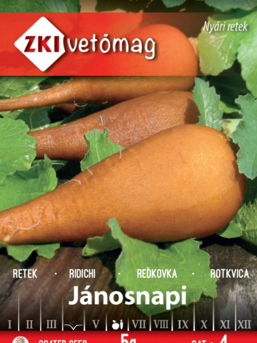 Janosnapi Ridichi de vara (5 gr) seminte de ridichi radacina conica 10 -15 cm lungime, cu coaja galben bruna, miez alb consistent, ZKI