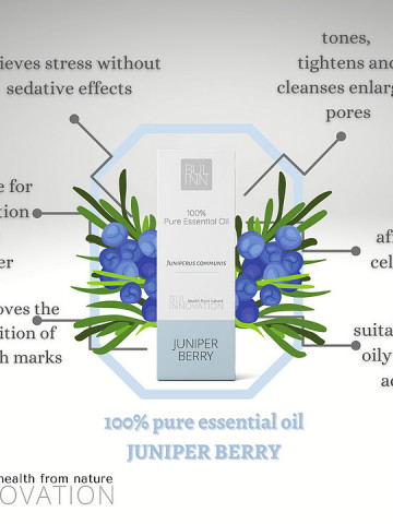 Ulei esential de Ienupar (5 ml) 100% pur si natural, cu efect de reducere a celulitei si a vergeturilor, Bulinn