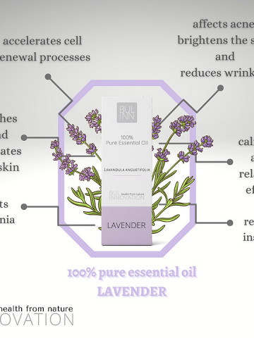 Ulei esential de Lavanda (5 ml) 100% pur si natural, cu efect de diminuare a ridurilor si acneei, Bulinn