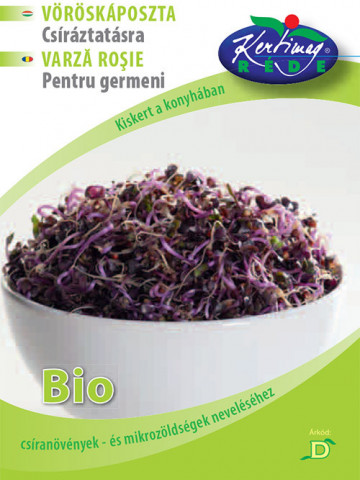 Seminte bio pentru germeni de varza rosie (15 g), seminte pentru obtinerea de germeni sau micro-verdeturi de varza rosie, Kertimag